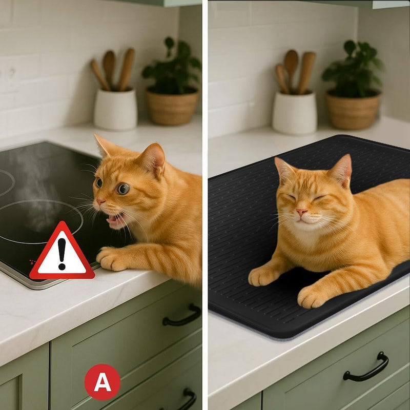 Abalter Stove Top Cover for Electric Stove - Food Grade Ceramic Stove top Cover, Silicone XXL Dish Drying Mat, Glass Cooktop Covers, Flat RV Range top Mats (Black Thickened,28x20) - Image 5